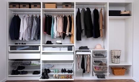 photo of a small but organized closet